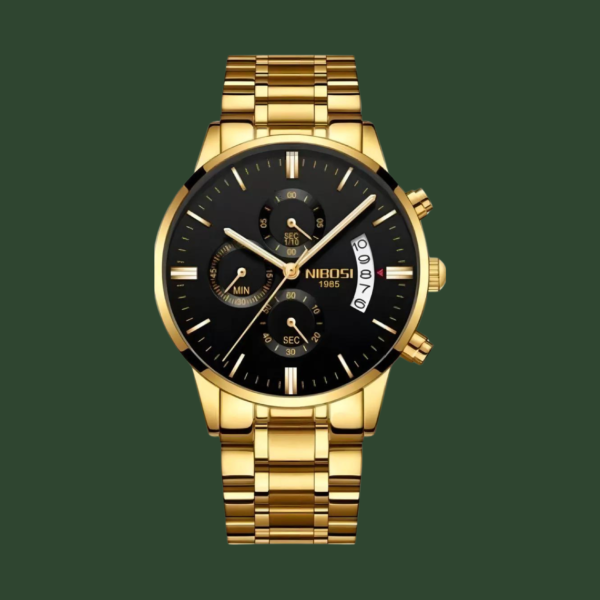 Relógio de pulso Nibosi NI2309 com corria de aço inoxidável cor dourado